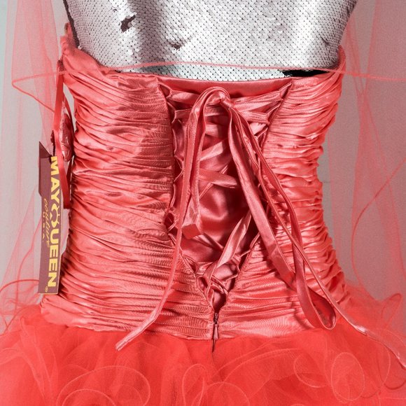 NWT coral ruffle convertible dress - Picture 7 of 8